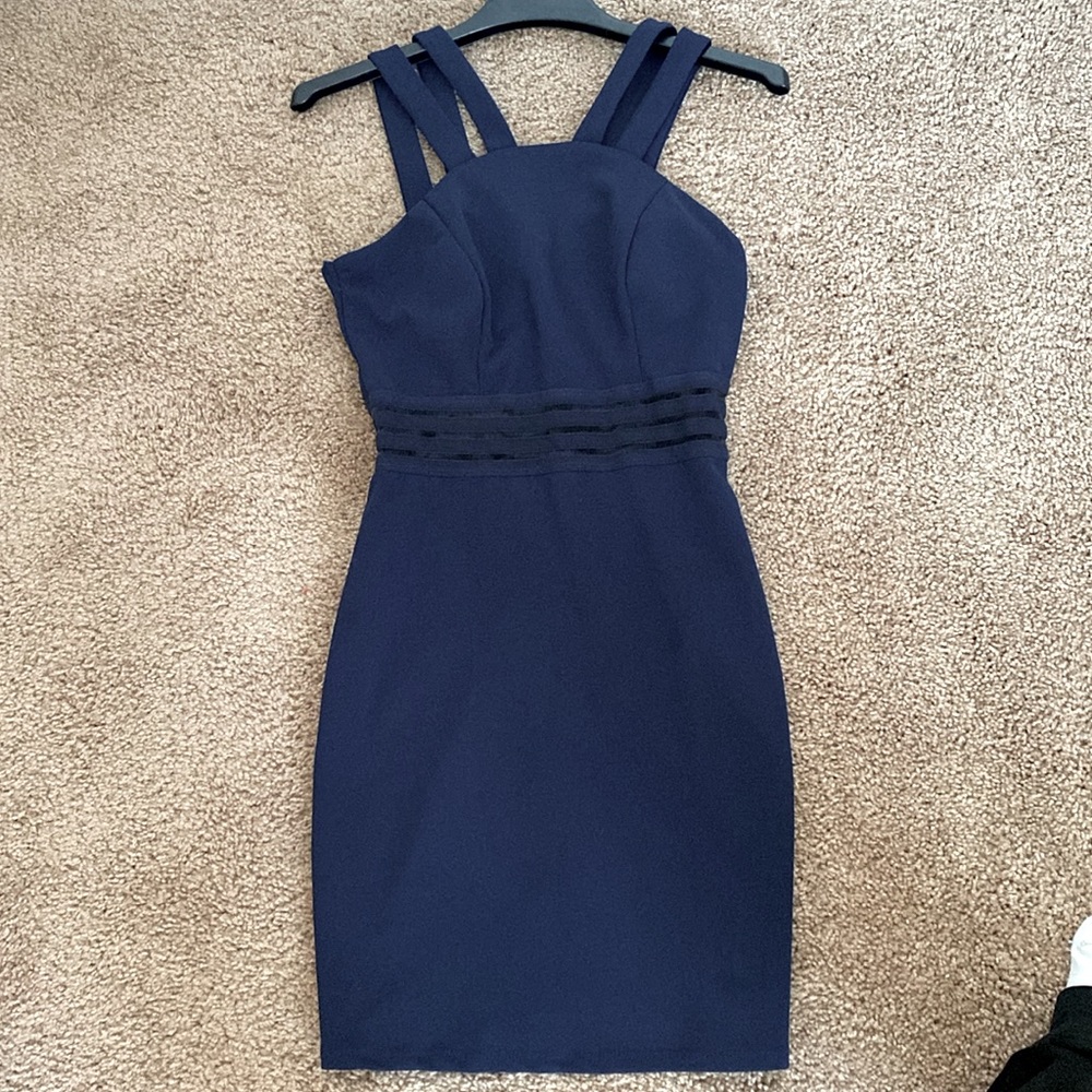 Navy Blue Midi Cocktail Dress